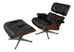 Set of American Modern Lounge Chair and Ottoman by Charles & Ray Eames, 1970s