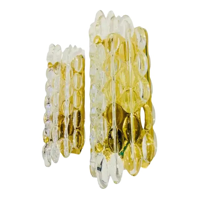 Karl Fagerland Orrefors Bubble Crystal Wall Lights Pair For Sale