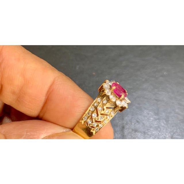 0.50 Carat Natural Ruby and Diamond 14 Karat Yellow Gold Ring For Sale - Image 11 of 18