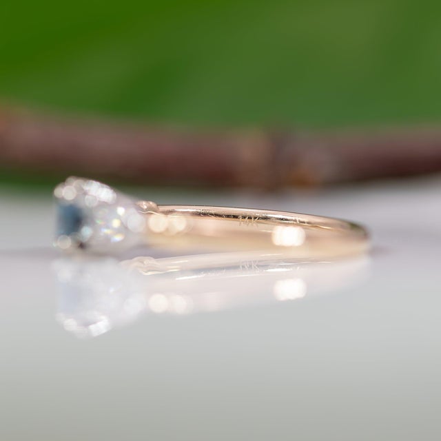Alexandrite Ring With Earth-Mined Diamond Accents in Solid 14k Gold, Round 4mm, Size 6.75 For Sale - Image 12 of 12