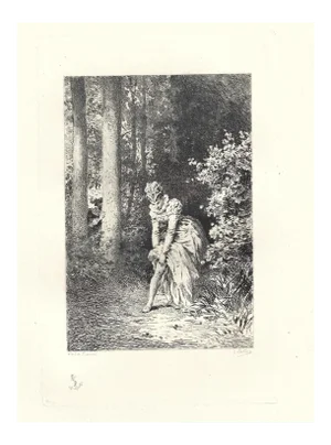 Emile Boilvin - the Garter - Original Etching - 1882