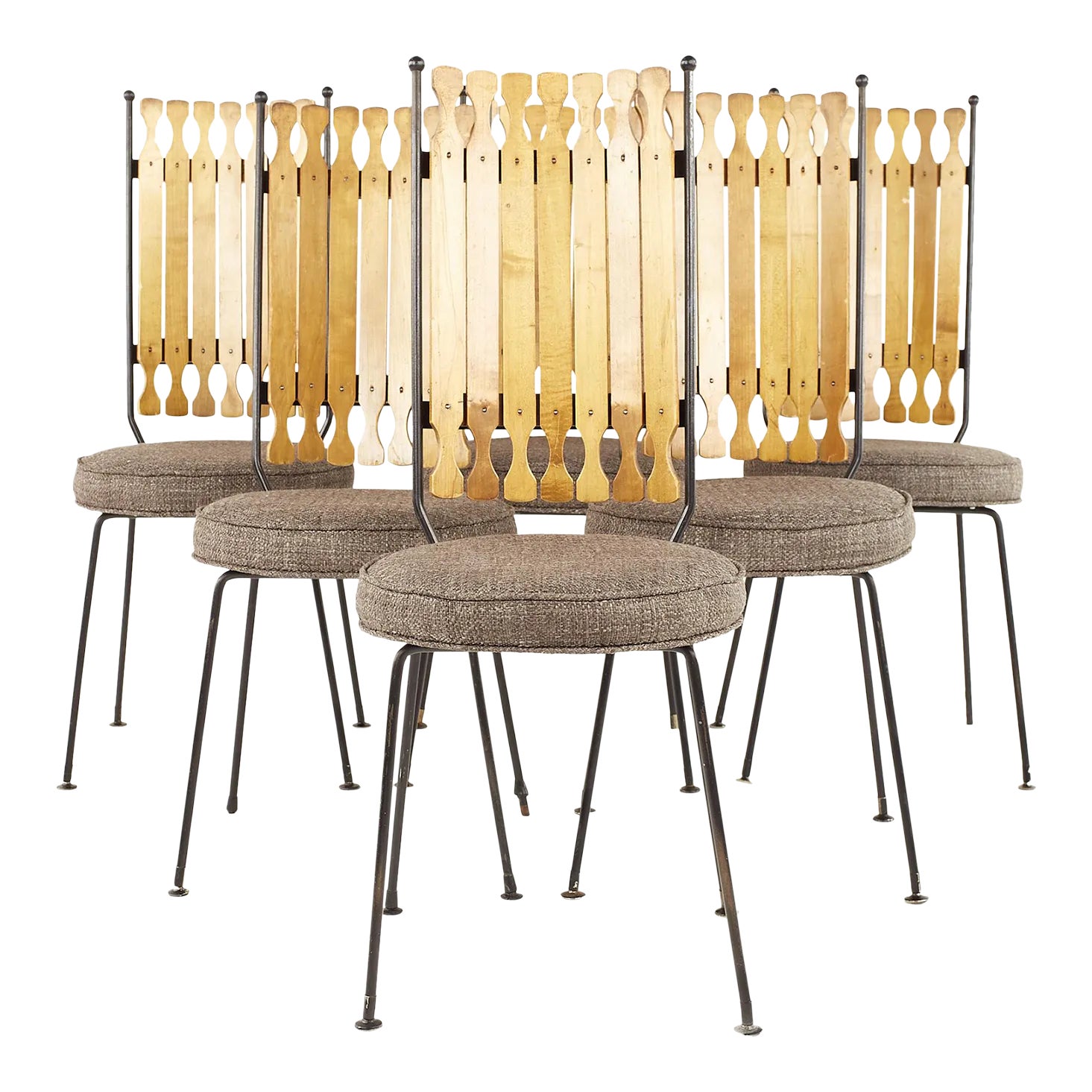 Arthur Umanoff for Shaver Howard Mid Century High Back Dining Chairs