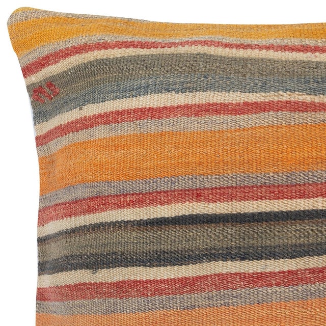Traditional 20"x20" Handwoven Kilim Cushion Cover. Vintage Pillowcase. Turkish Accent Pillow For Sale - Image 3 of 4