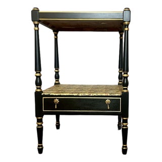 Early 20th Century Refurbished Accent Table With Gilt-Style Gold Detailing and Decoupage Surfaces For Sale