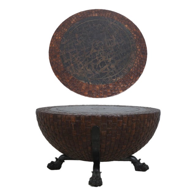 Coconut & Bronze Mounted Coffee Table For Sale