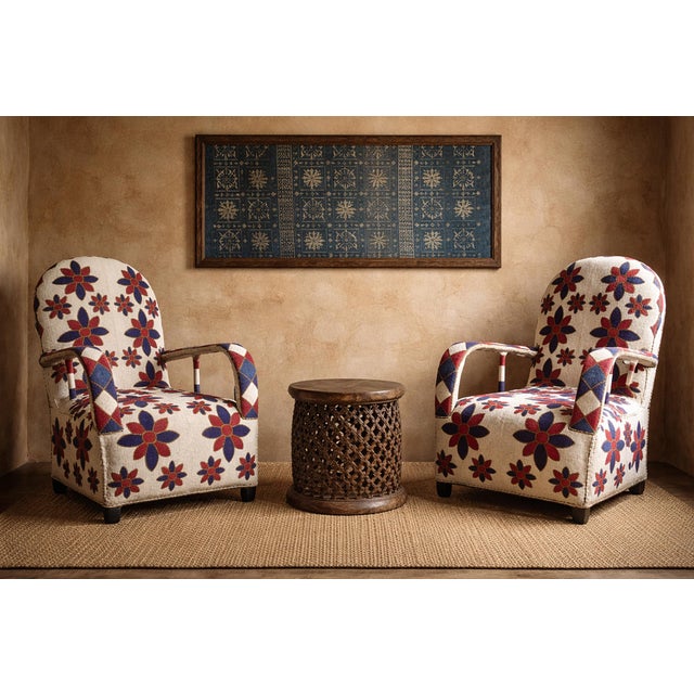 White Blue, Red, & White Vintage Yoruba Beaded Chair For Sale - Image 8 of 8