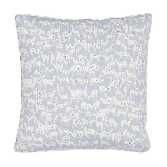 Contemporary Schumacher Fauna 14" Pillow in Slate Blue For Sale - Image 3 of 3