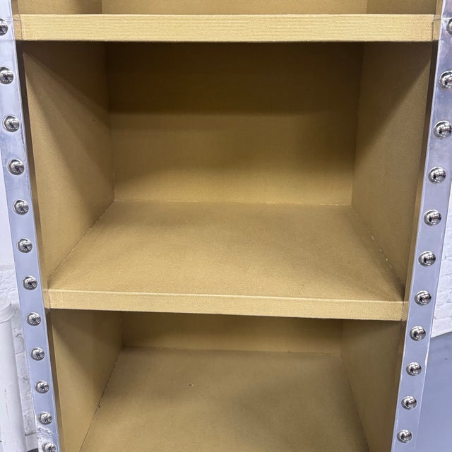 Restoration Hardware Aviator Style Tall Riveted Aluminum Bookcase For Sale - Image 11 of 11
