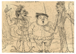 G. Cervelli, William Tell Trio Cartoon, 1910s, Ink Drawing