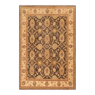 Boho Chic Ziegler Charcoal Beige Hand-Knotted Wool Rug - 8'0'' X 9'11'' For Sale