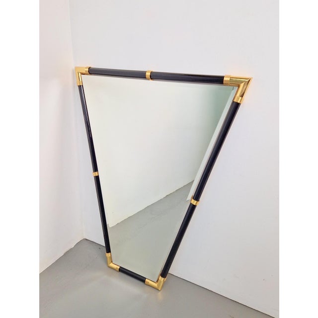 Modern Black Lacquer Metal Triangle Mirror, 1970s For Sale - Image 4 of 14