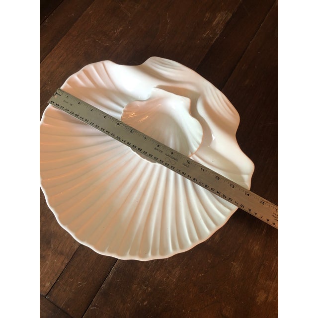 White 1990s Portugal Clam Shell Platter With Attached Dip Bowl For Sale - Image 8 of 10