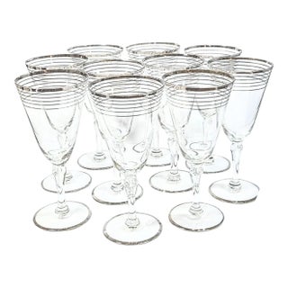 Silver Stripe Goblets- Set of Ten For Sale