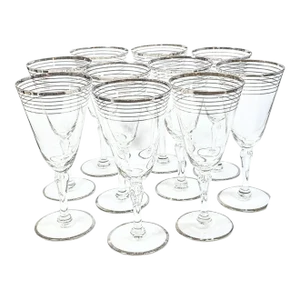 Silver Stripe Goblets- Set of Ten