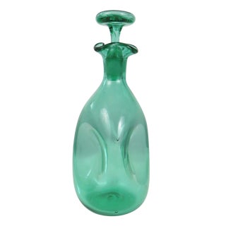 Blenko Hand Blown Decanter #49 in Sea Glass For Sale