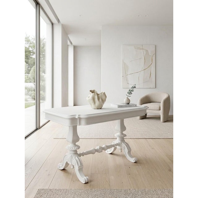 Louis Philippe Coffee Table in Walnut, 19th Century, White Lacquer, Italy Louis Philippe Coffee Table in Walnut – Second...