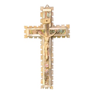 Jerusalem Mother-of-Pearl Relic Hand Crafted on Olive Wood For Sale