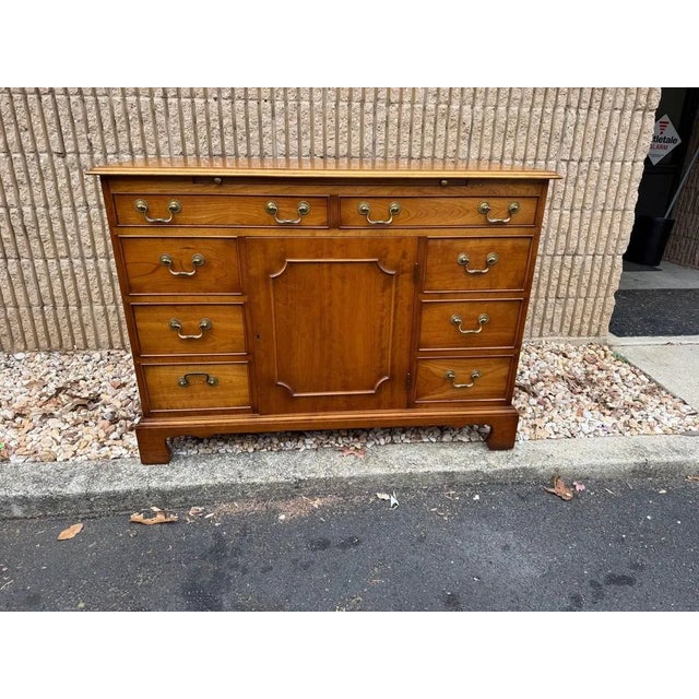Vintage Leopold Stickley Furniture Georgian Solid Cherry Double Dresser Cabinet or Sideboard For Sale - Image 12 of 12