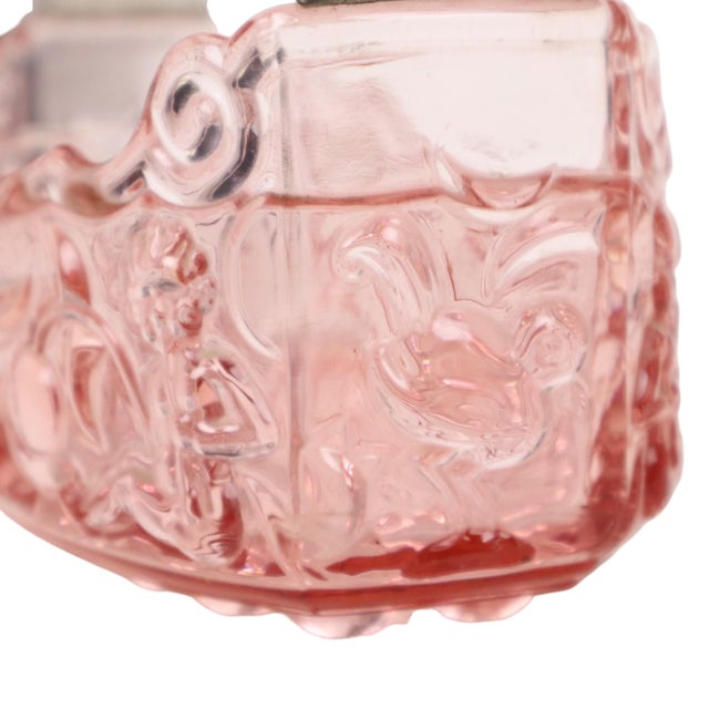 French Pink Depression Glass Jardinière Bowl with Cherubs and Birds For Sale - Image 13 of 18
