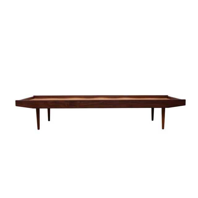 Very nice solid Teak Daybed. Minimalist Simple straight lines. Sitting on tapered legs. Hand-made joints. 1950s Holland....
