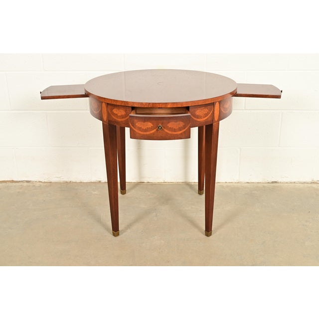Late 20th Century Baker Furniture Federal Inlaid Mahogany Tea Table or Occasional Side Table For Sale - Image 5 of 14