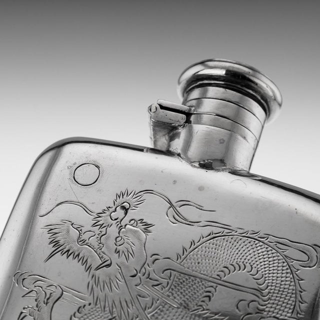 Chinese Silver Hip Flask, Canton, 1920s For Sale - Image 11 of 13