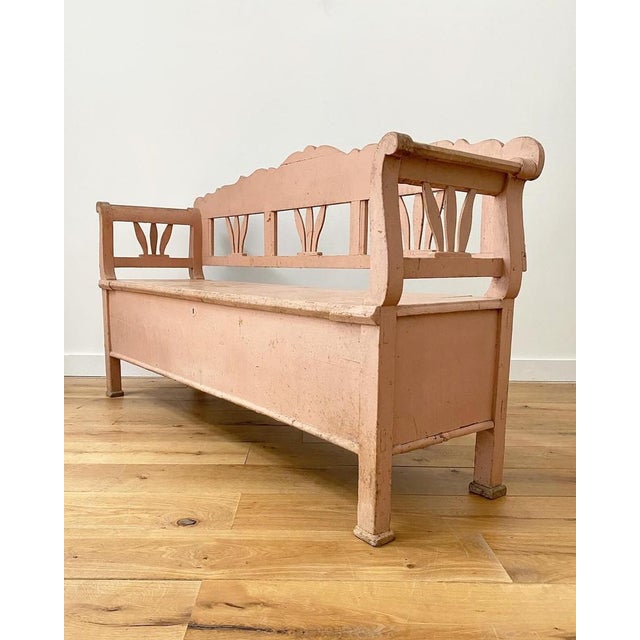 Pink French Pink Settle Bench, Early 20th Century For Sale - Image 8 of 10