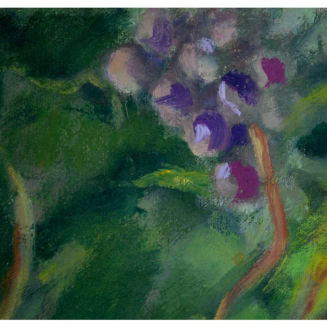 1960s Portrait Painting of a Woman Wearing Lavender in a Garden by Sol Jasner For Sale - Image 4 of 6