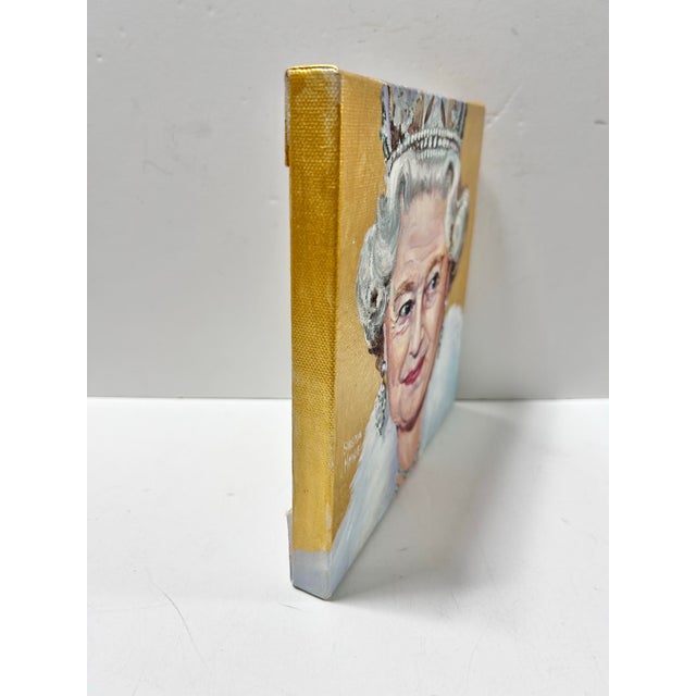 Textile Original Queen Elizabeth II Portrait Painting by Susan Howe For Sale - Image 7 of 9