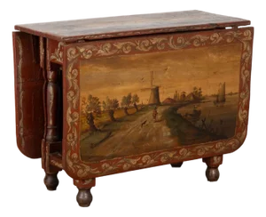 Early 19th Century Original Hand Painted Dutch Drop Leaf Table Console