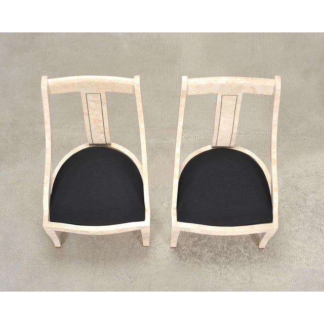 Maitland - Smith Pair of Maitland Smith Attributed Tessellated Stone Gondola Chairs For Sale - Image 4 of 18