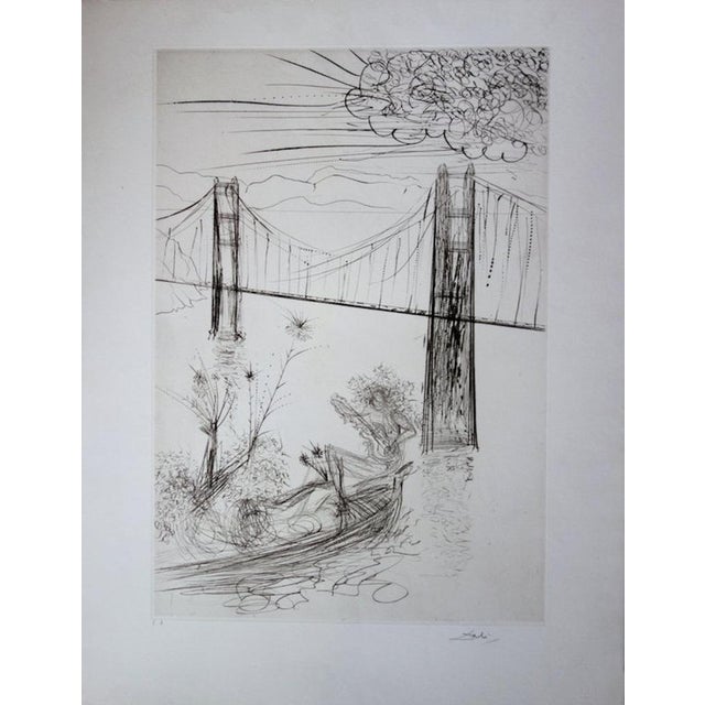 Salvador Dali, Golden Gate Bridge, Original Engraving For Sale - Image 7 of 7
