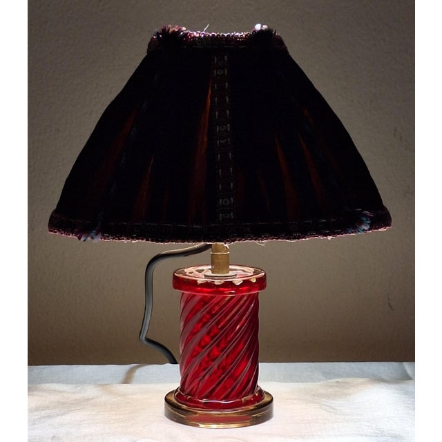 Vintage Italian Red Murano Glass Table Lamp with Fabric Shade, 1960s For Sale - Image 4 of 10
