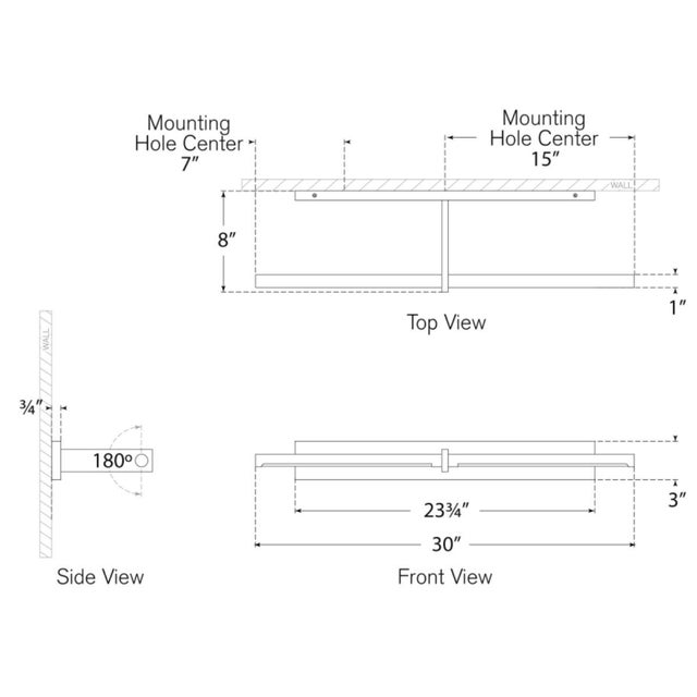 Axis 30" Picture Light in Polished Nickel Designer: Kelly Wearstler Finish: Polished Nickel Height: 3" Width: 30"...