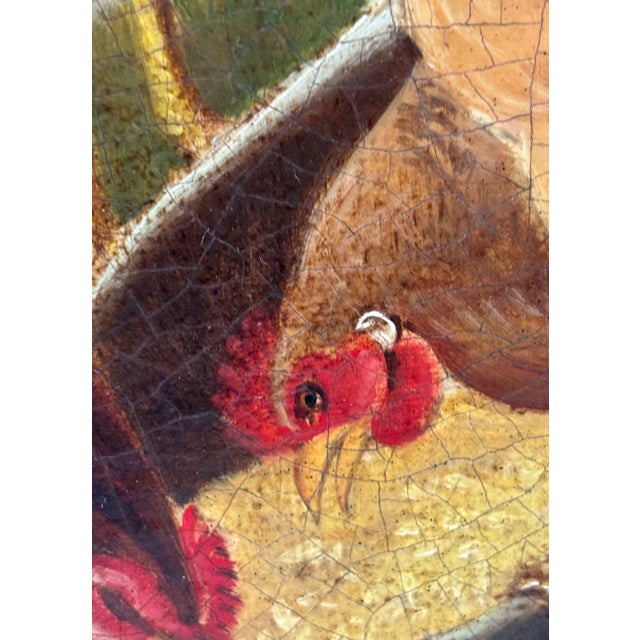 White Early 19th Century English Farm Yard Oil on Canvas For Sale - Image 8 of 10