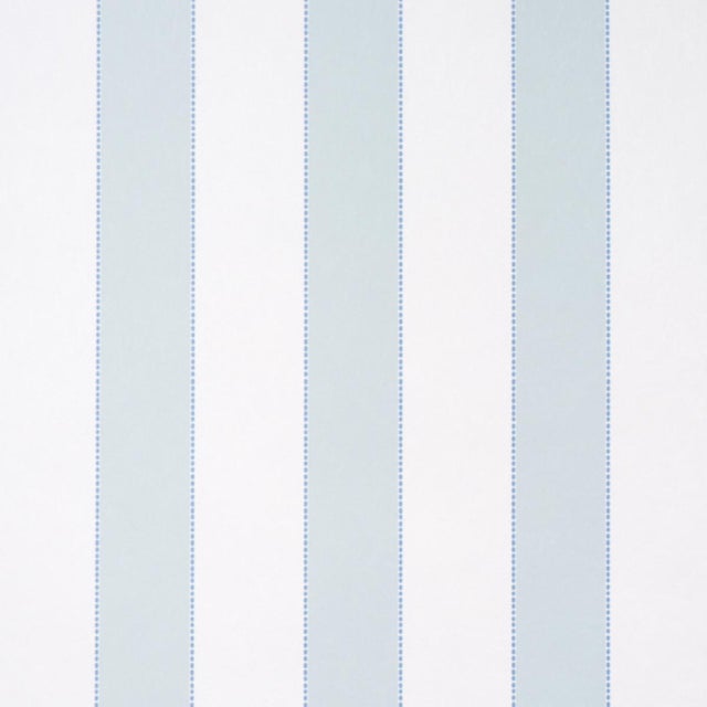 Schumacher Louise Stripe Wallcovering In Ice For Sale In New York - Image 6 of 6