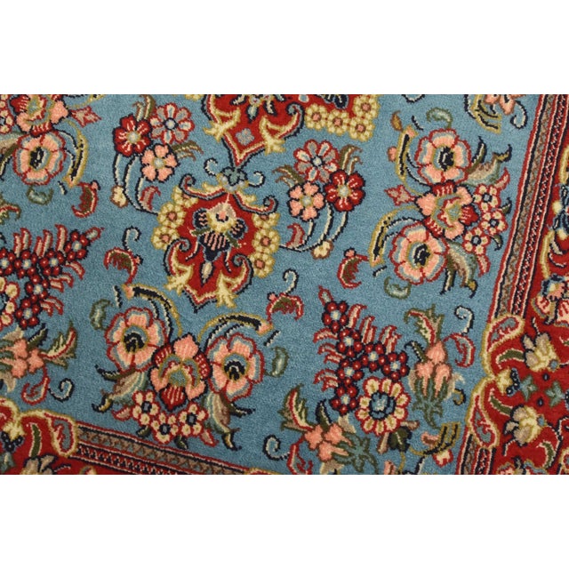Qom Rug 2’7” X 4’2” Blue Wool Vintage Traditional Hand-Knotted Carpet For Sale - Image 4 of 10