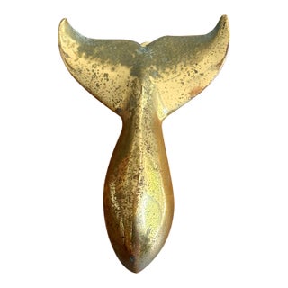 Rustic Nautical Brass Whale Door Knocker For Sale