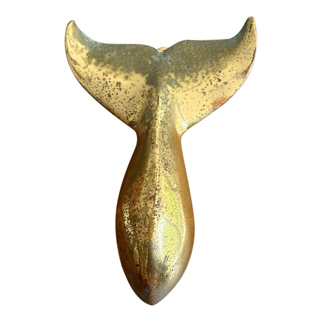 Rustic Nautical Brass Whale Door Knocker For Sale