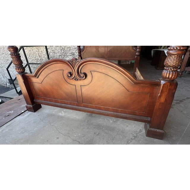 English King Size Cherry Wood Four Poster Bed - Vintage Late 20th Century For Sale - Image 3 of 7