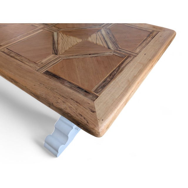 Rustic Handcrafted Table with Wood Inlays For Sale - Image 3 of 8
