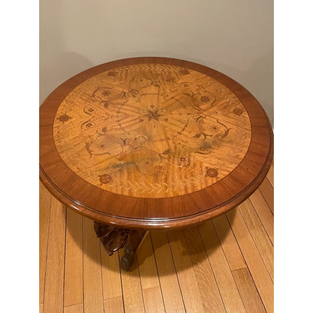 Burnt Umber Pair R. J. Horner End Tables, Side or Pedestal Tables, Carved, Inlaid, Rare For Sale - Image 8 of 13