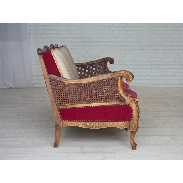 Danish 3-Seater Sofa in Red Velour and Mesh, 1930s For Sale - Image 15 of 18