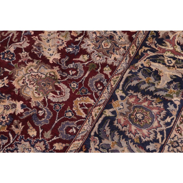 1990s Shabby Chic Floral 1990's Pak-Persian Red/Blue Wool Rug - 6'1'' X 8'9'' For Sale - Image 5 of 9