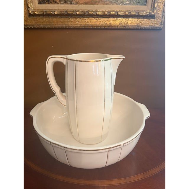 Ceramic Antique Villeroy & Boch Dresden Wash Basin & Pitcher Set, Ca. 1900 For Sale - Image 7 of 18