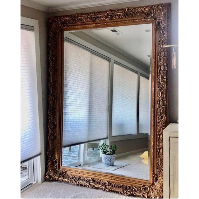 Baroque Vintage Gilt Baroque 7 Ft Framed Mirror For Sale - Image 3 of 7