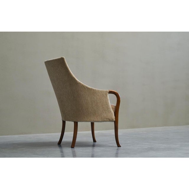 Beige Mid-Century Armchair in Wool and Beech, Europe, 1950s For Sale - Image 8 of 14