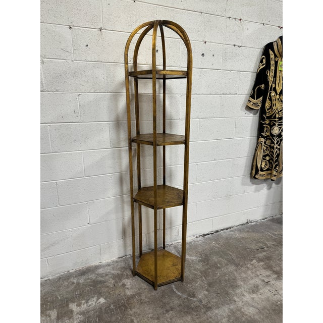 Vintage Italian Gold Gilt Iron & Wood Tiered Etageres For Sale - Image 4 of 8