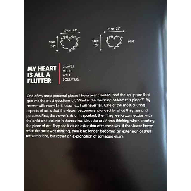 David Kracov 'My Heart Is All a Flutter' 3 Layer Metal Wall Sculpture With Coa For Sale - Image 11 of 13