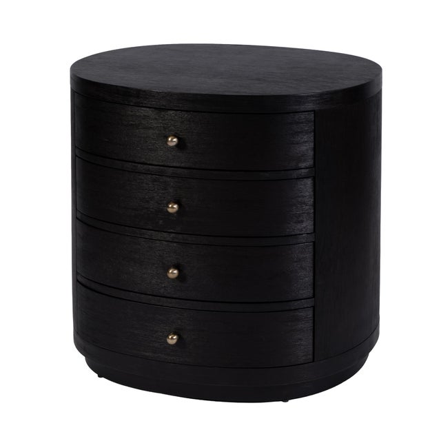 Traditional Nora 28 in. W Oval Wood 4 Drawer Nightstand, Antique Coffee For Sale - Image 3 of 11